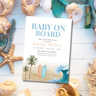 Invitation Baby à Bord Baby Shower Surfing Boy Baby Shower