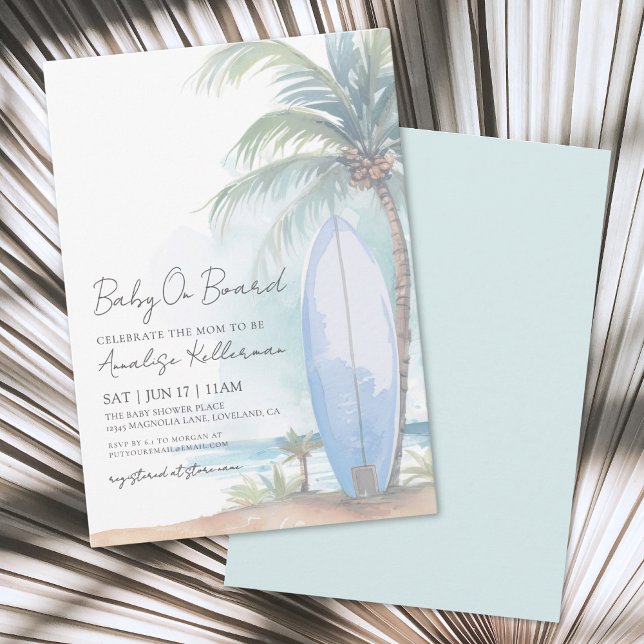 Invitation Baby à Bord Fête de Naissance Été Plage (Baby On Board Summer Beach Baby Shower Invitation)