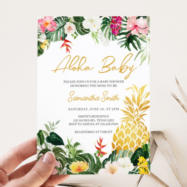 Invitation Baby Aloha Fête de Naissance au Ananas (Aloha Baby Shower Invitation)