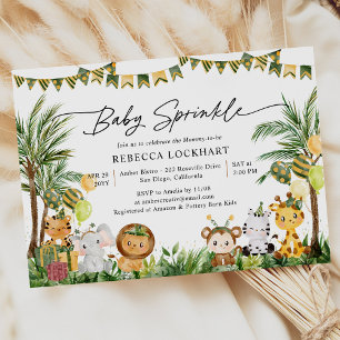 Invitation Baby Animals Jungle Party Thème Baby Sprinkel