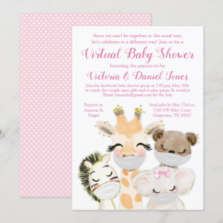 Invitation Baby Animaux avec Masques Baby Shower Drive By Cov