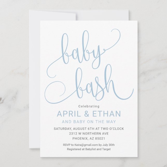 Invitation Baby Bash, Invitation de douche pour le (Devant)