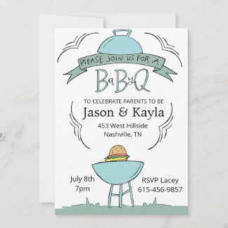 Invitation Baby BBQ bleu