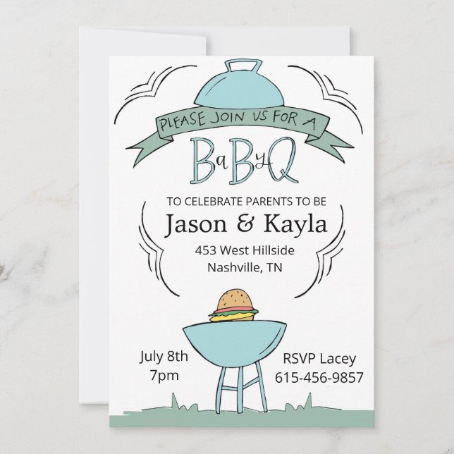 Invitation Baby BBQ bleu (Devant)