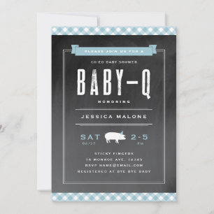 Invitation Baby BBQ Gingham shower bébé mixte