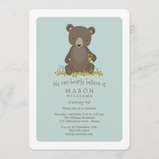 Invitation Baby Bear Cub Animal Thème Anniversaire