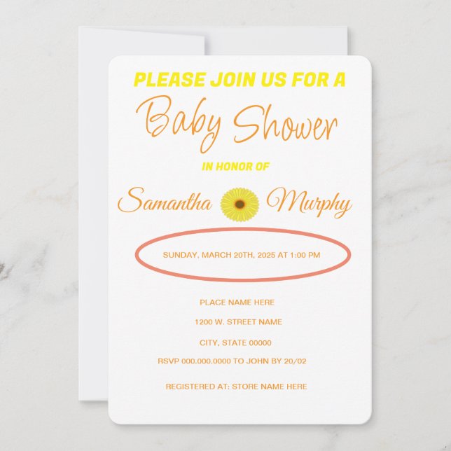 Invitation Baby Bee | Invitación de Baby Shower (Devant)
