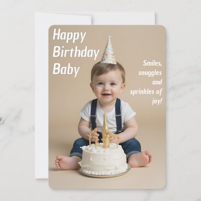 Invitation Baby Birthday Card for Instant Download (Devant)
