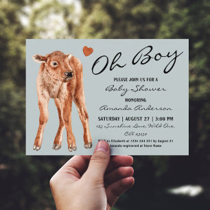 Invitation Baby Bison Oh Baby shower garçon