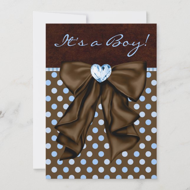Invitation Baby Blue et Marron Baby Shower (Devant)