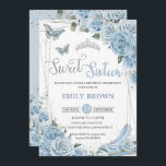 Invitation Baby Blue Floral Princess Sweet sixteen 16e<br><div class="desc">Personnalisez cette belle invitation douce de fête de 16 ans avec son propre libellé facilement et rapidement,  appuyez simplement sur le bouton customiser pour réorganiser et formater le style et le placement du texte. Objets correspondants disponibles en magasin ! c) Le Happy Cat Studio</div>