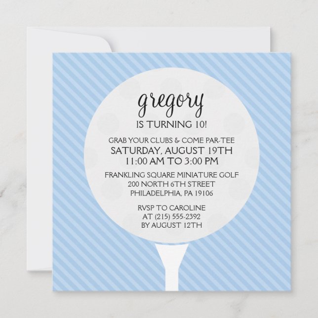 Invitation Baby Blue Golf Ball Miniature Golf Anniversaire (Devant)