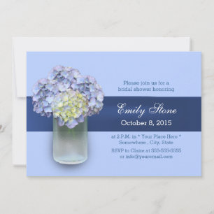 Invitation Baby Blue Hydrangea Mason Jar Fête des mariées