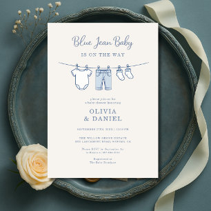 Invitation Baby Blue Jean en Route Cadeau de Bébé pour les Co