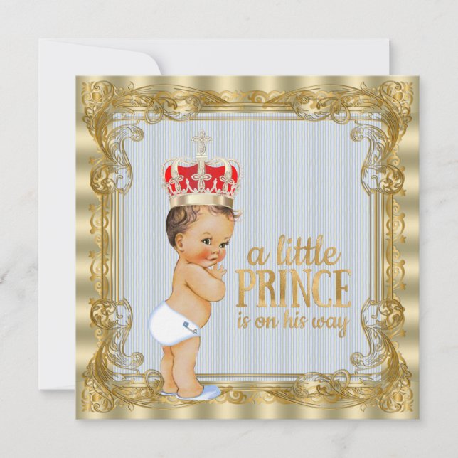 Invitation Baby Blue Or Royal Prince Baby Shower (Devant)