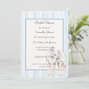Invitation Baby Blue Rayures White Horses Shower de Mariage