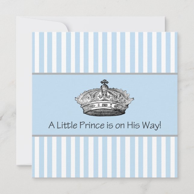 Invitation Baby Blue Stipes Prince Baby Boy Douche (Devant)