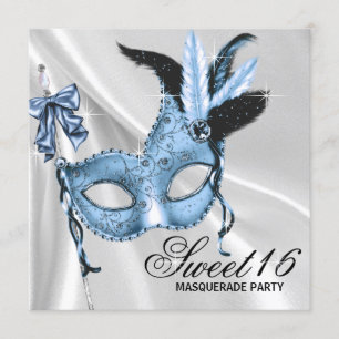 Invitation Baby Blue Sweet 16 Masquerade Party