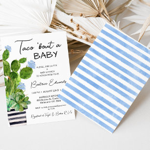 Invitation Baby Blue Taco 'Bout a Baby Cactus Baby shower