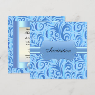 Invitation Baby Blue Tourbillonnant Party Design Modèle