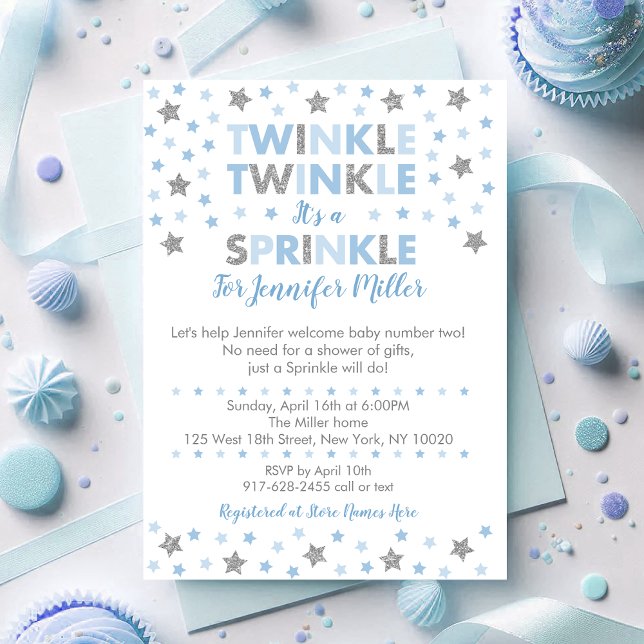Invitation Baby Blue Twinkle Star Baby Sprinkle (Créateur téléchargé)