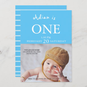 Invitation Baby Boy 1st Birthday Photo