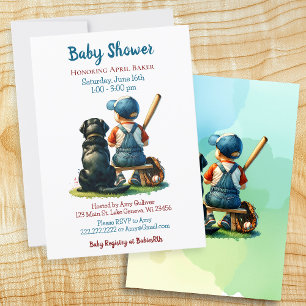 Invitation Baby Boy and Dog   Baby shower personnalisé sucré