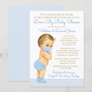Invitation Baby Boy Avec Masque Drive Par Baby shower