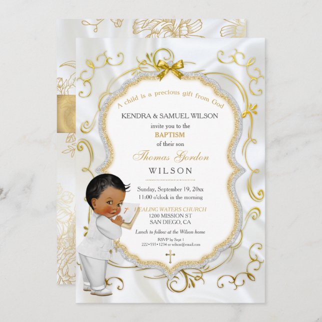 Invitation Baby Boy Baptême Communion Christening Bible (Devant / Derrière)