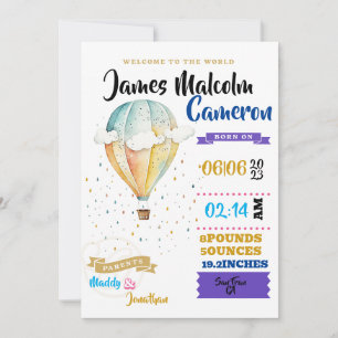 Invitation Baby Boy Bienvenue dans le monde
