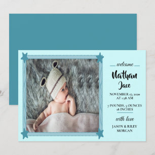 Invitation Baby Boy Blue Birth Announcement