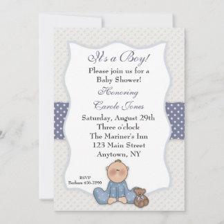 Invitation Baby Boy Blue Douche