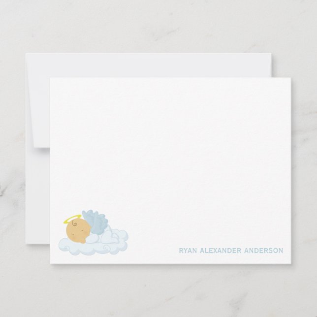 Invitation Baby Boy Custom Flat Merci Notes (Devant)