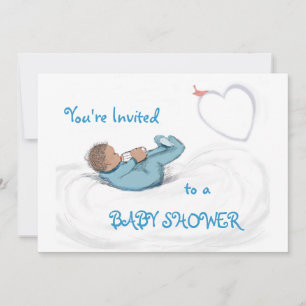 Invitation Baby Boy dans les nuages