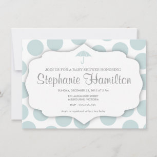 Invitation Baby boy douche pois cadre parapluie bleu