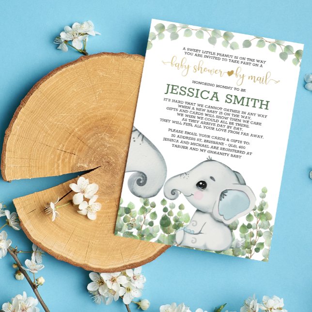 Invitation Baby Boy Elephant Baby shower Par Mail (Créateur téléchargé)