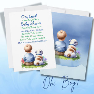 Invitation Baby Boy et son Baby shower Bulldog