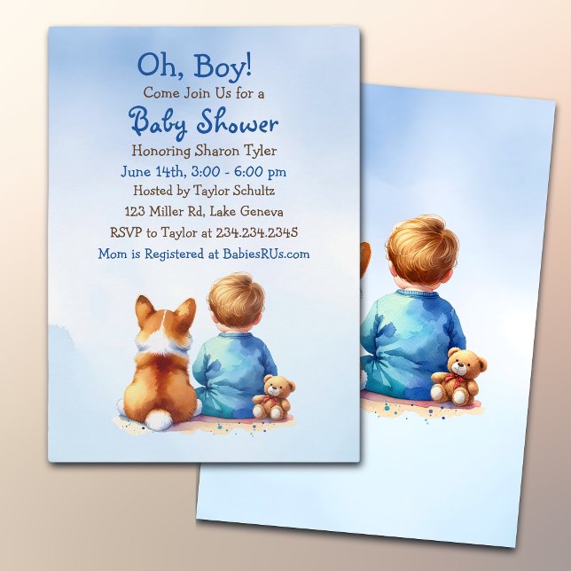 Invitation Baby Boy et son Baby shower Corgi Puppy (Créateur téléchargé)