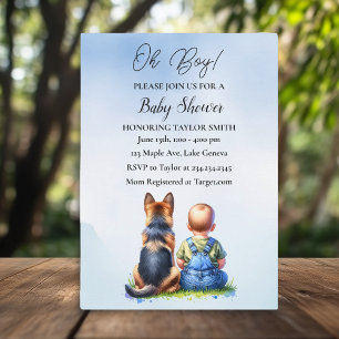 Invitation Baby Boy et son Baby shower de chiot berger allema