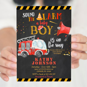 Invitation Baby Boy Fire Truck Baby shower Sonnez l'alarme