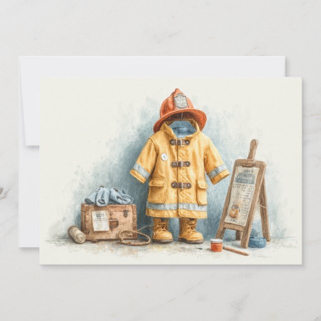 Invitation Baby Boy Firefighter 1er anniversaire (Devant)