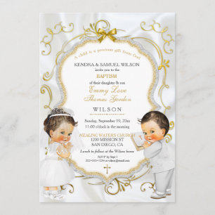 Invitation Baby Boy Girl Twins Baptism Christening Communion