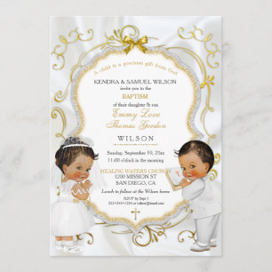 Invitation Baby Boy Girl Twins Baptism Christening Communion