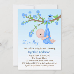 Invitation Baby Boy in Tree, Baby shower