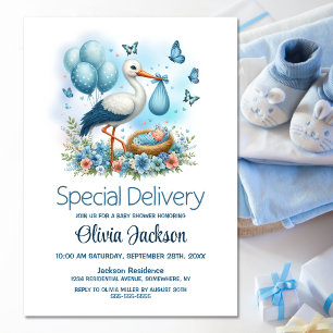 Invitation Baby Boy Livraison spéciale Baby shower de cigogne