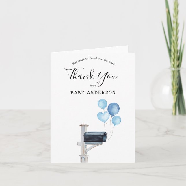 Invitation Baby Boy Long Distance Shower Thank You Card (Devant)