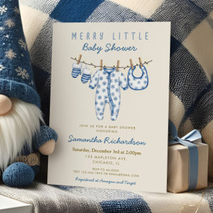 Invitation Baby Boy Merry Little Christmas tenue shower