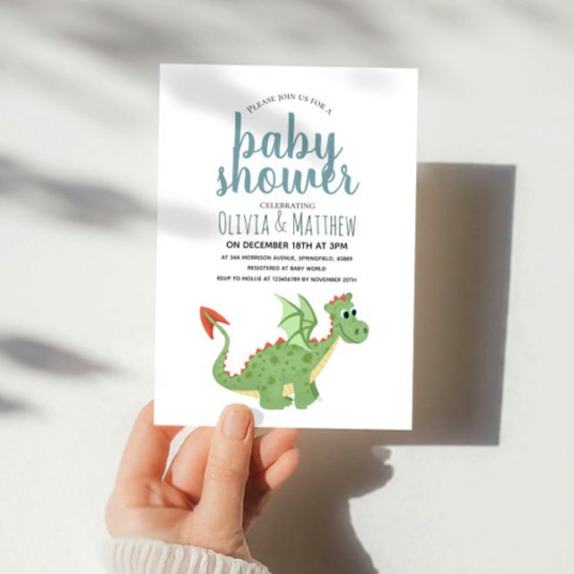 Invitation Baby Boy mignonne et moderne Baby shower de dragon (Créateur téléchargé)