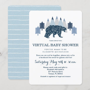 Invitation Baby Boy Modern Bear baby shower virtuel