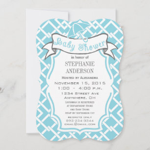 Invitation Baby Boy moderne Carré géométrique Motif douche